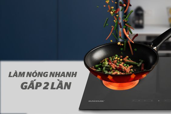 Bếp từ đôi Sunhouse SHB9122MT làm nóng nhanh